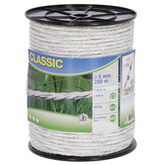 CLASSIC villanypásztor vezeték, vastag, 200m, 6mm, 1,2ohm/m, 400 kg, fehér